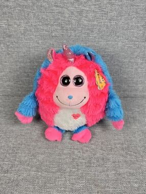 TY Monstaz Delilah Blue/Pink Unicorn Plush NWT